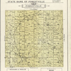 1914 Map of Forestville Township Door County Wisconsin