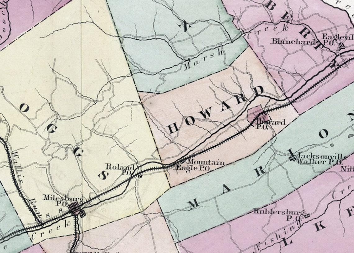 1874 Map of Centre County Pennsylvania Etsy