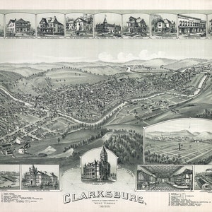 1898 Panoramakarte von Clarksburg West Virginia