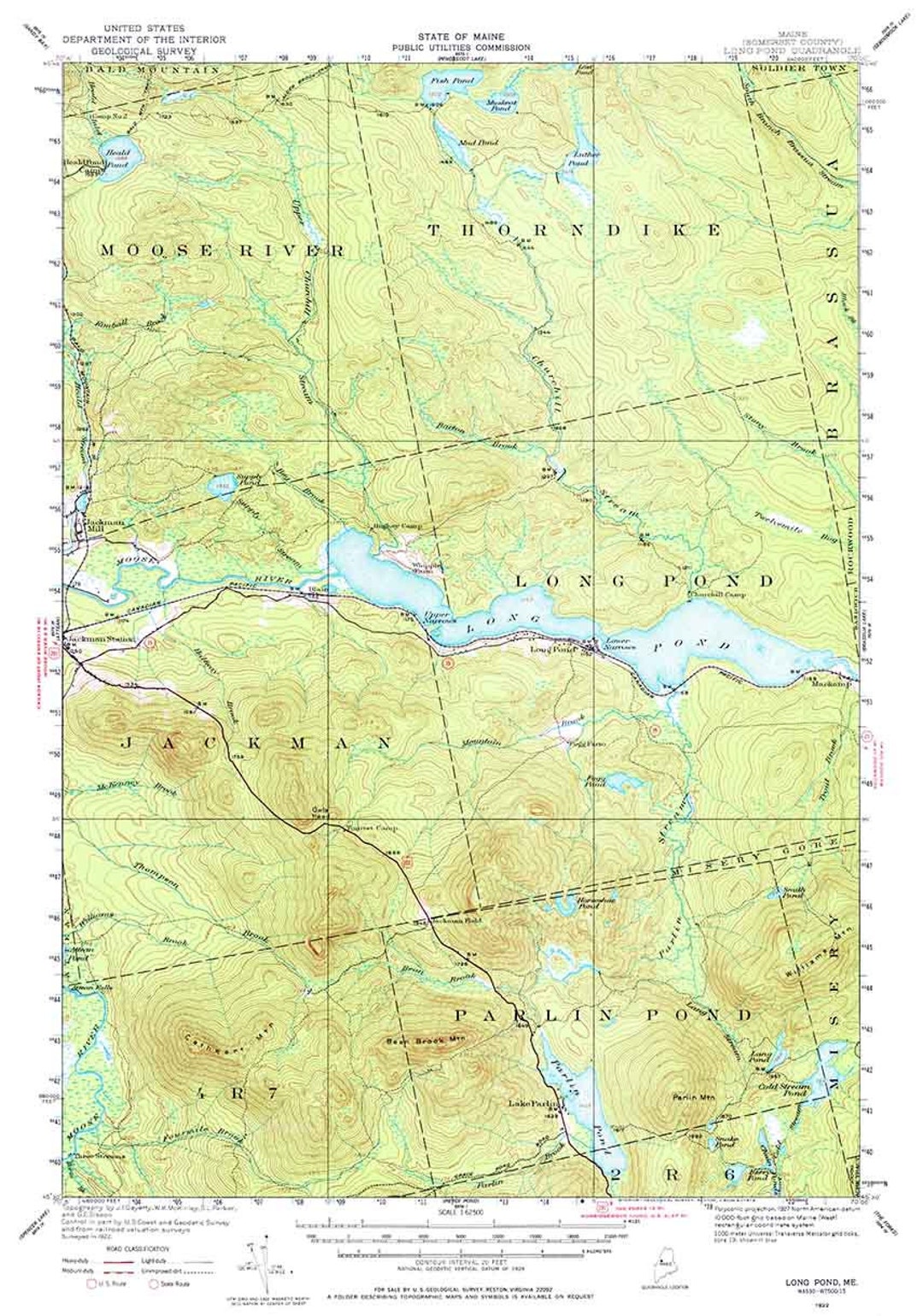 1922 Topo Map of Long Pond Maine Thorndike Etsy