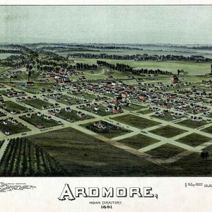 1891 Panoramakarte vom Ardmore Indianer-Territorium Oklahoma