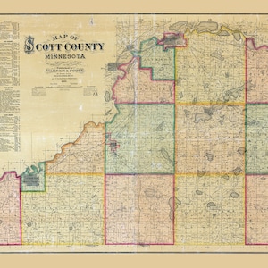 1880 Farm Line, carte du comté de Scott, Minnesota