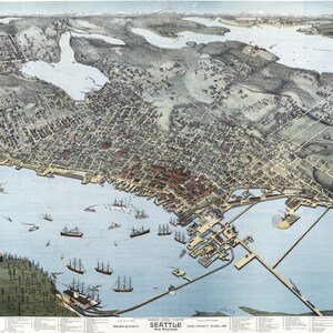 1891 Luftbild Panormakarte von Keattle King County Washington