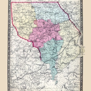 1866, carte du comté de Harford, Maryland