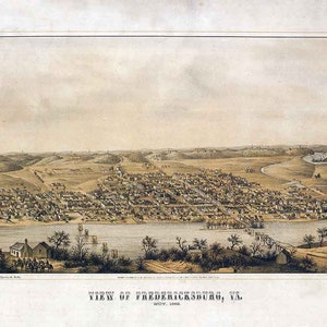 1862 Panoramakarte von Friedrichsburg Virginia