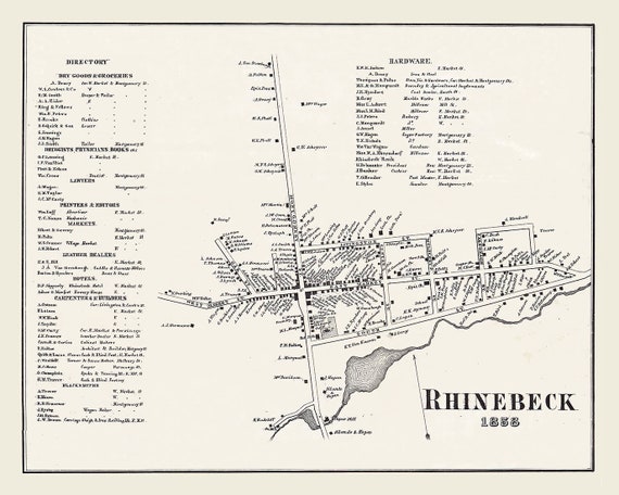 1858 Town Map of Rhinebeck Dutchess - Il 570xN.4221755468 Gxws