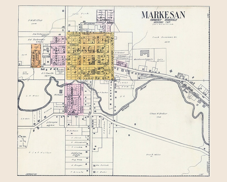 1923 Town Map of Markesan Green Lake County Wisconsin Etsy