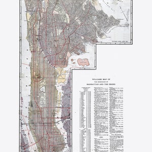 1917 Map of Manhattan and the Bronx New York