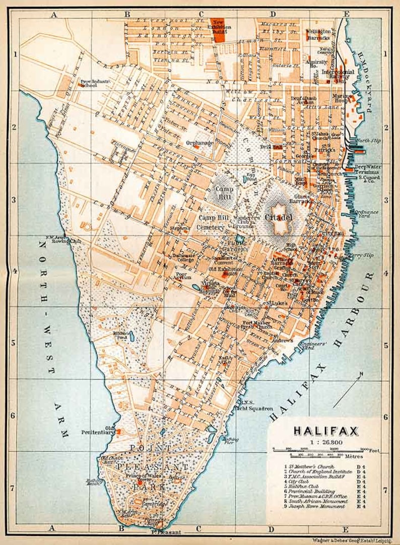 1907 Map of Halifax Nova Scotia Canada