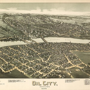 1896 Panoramakarte von Oil City Pennsylvania