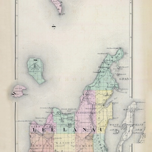 1873 Map of Leelanau County Michigan