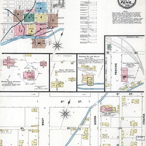 1890 Plan de la ville de Reno, comté de Washoe, Nevada
