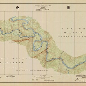 1929 Map of Lake of The Woods to Lake Superior International Boundary
