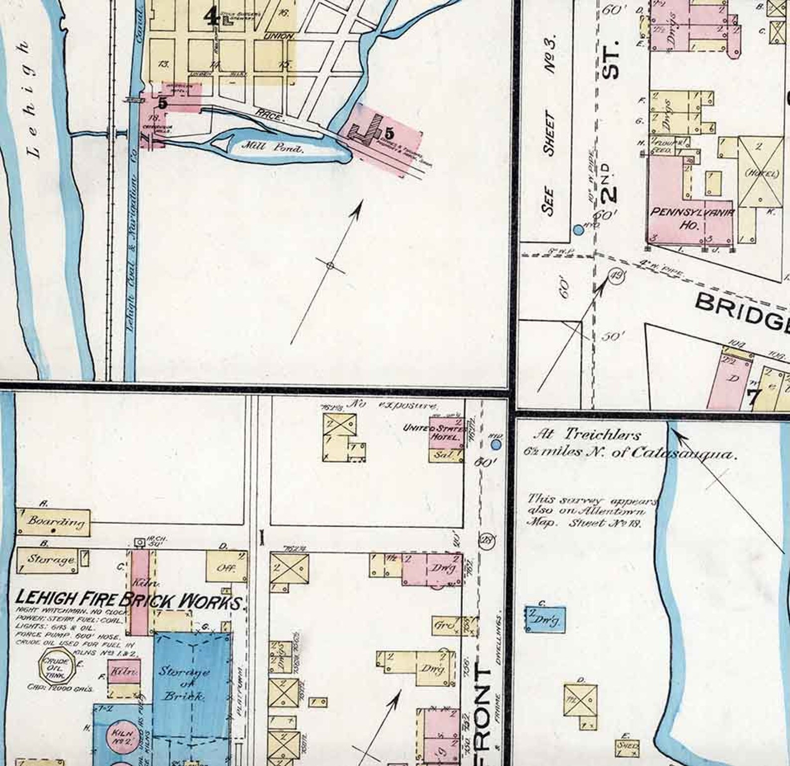 1885 Sanborn Map of Catasauqua Lehigh County Pennsylvania Etsy