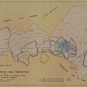 1920 Karte von Mather Collieries Kohle Eigenschaften Greene County Pennsylvania