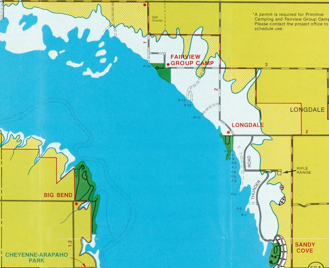 1990 Map of Canton Lake Oklahoma Etsy