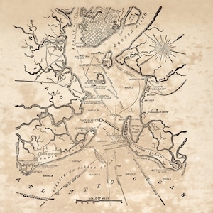 1865 Map of Charleston South Carolina and Vicinity