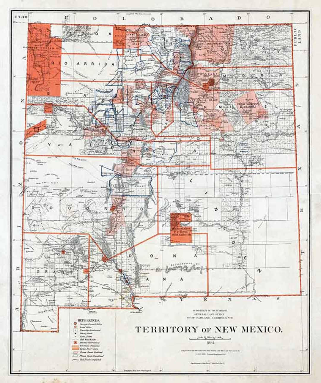1882 Map of New Mexico Territory Etsy