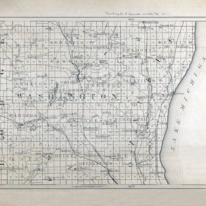 1880-Karte von Washington und Ozaukee County, Wisconsin