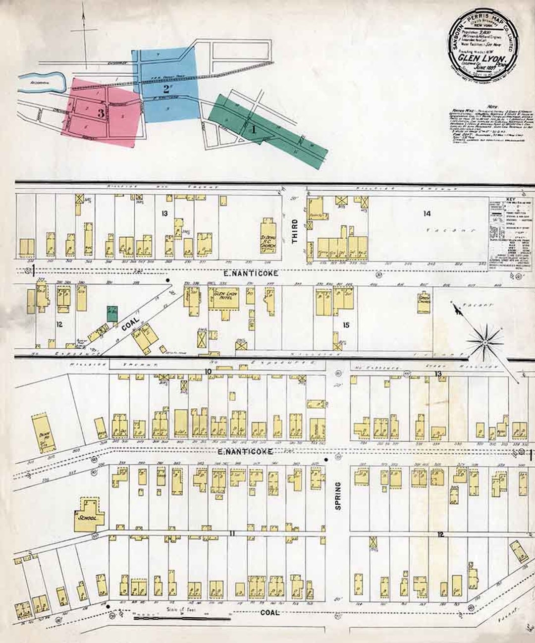 1897 Town Map of Glen Lyon Luzerne County Pennsylvania Etsy