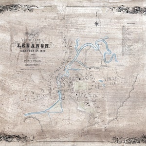 1853 Map of Lebanon Grafton County New Hampshire
