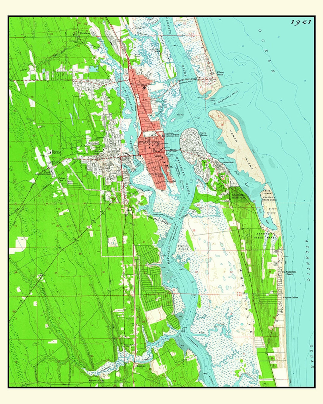1961 Map of Saint Augustine Florida - Il 1080xN.5201166639 Nj8j 
