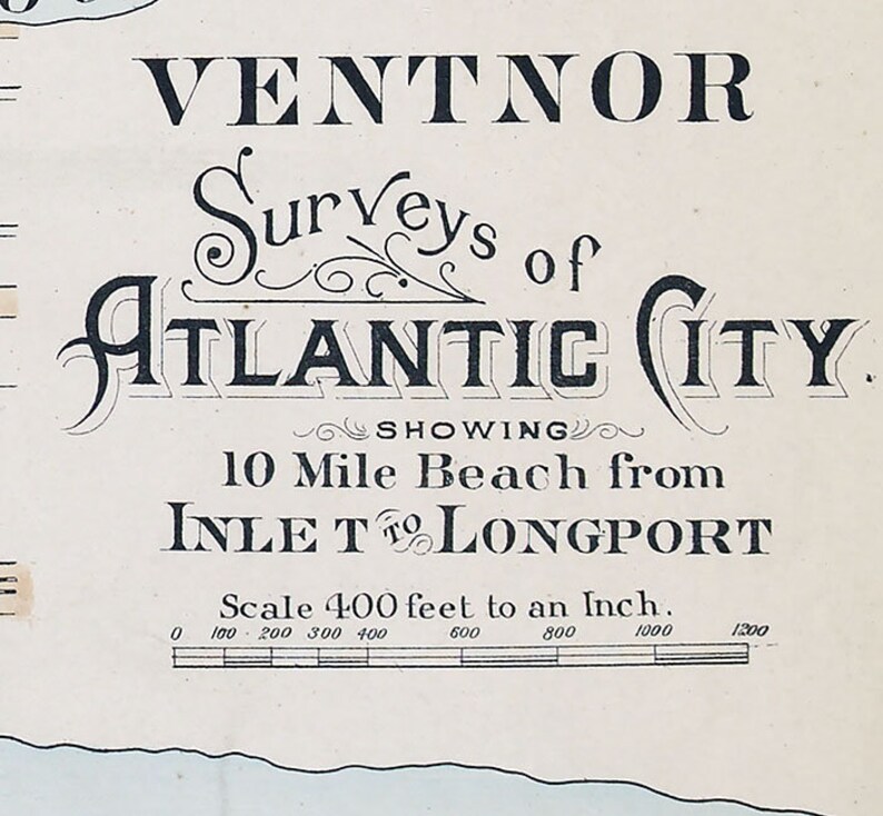 1896 Town Map of Ventnor Atlantic County New Jersey Etsy