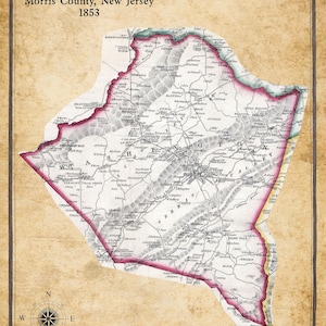 1853-Karte von Washington Township Morris County, New Jersey