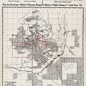 1909 Map of Butte Silver Box County Montana