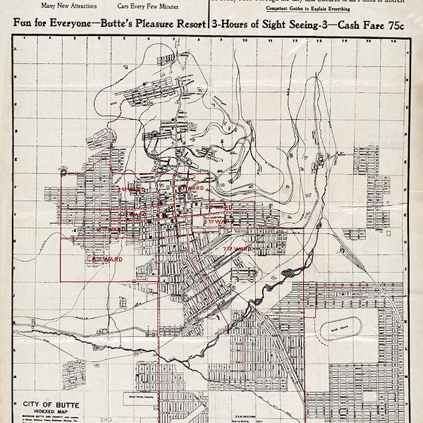 Map of Butte Mt Mines Etsy