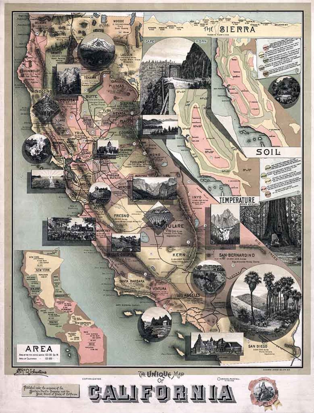 1888 Map of California Sierra Mountains - Etsy