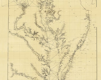 Kaart uit 1869 van de Chesapeake Bay