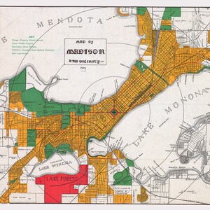 1917 Map of Madison Wisconsin