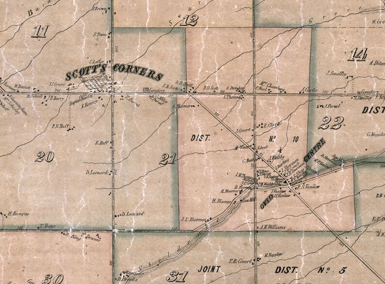 1858 Map of Ovid Seneca County New York Etsy Australia