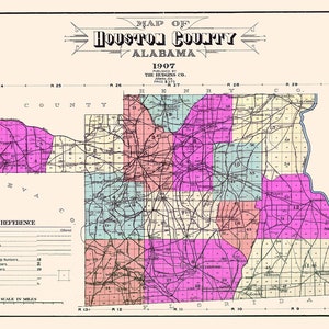 1907-Karte von Houston County, Alabama