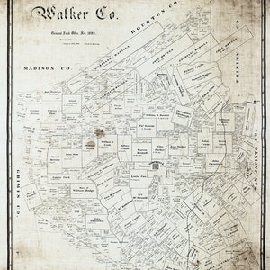 1903 Farm Line Map du comté de Walker, au Texas, Huntsville