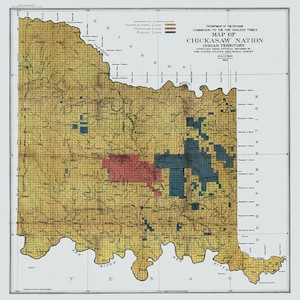 1900 Map of The Chickasaw Nation Indian Territory Oklahoma