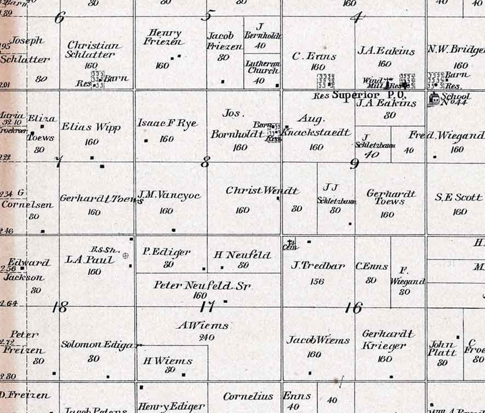 1884 Map of Superior Township Mcpherson County Kansas Etsy
