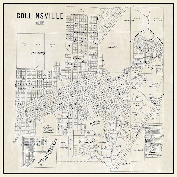 1892 Town Map of Collinsville Madison County Illinois Etsy