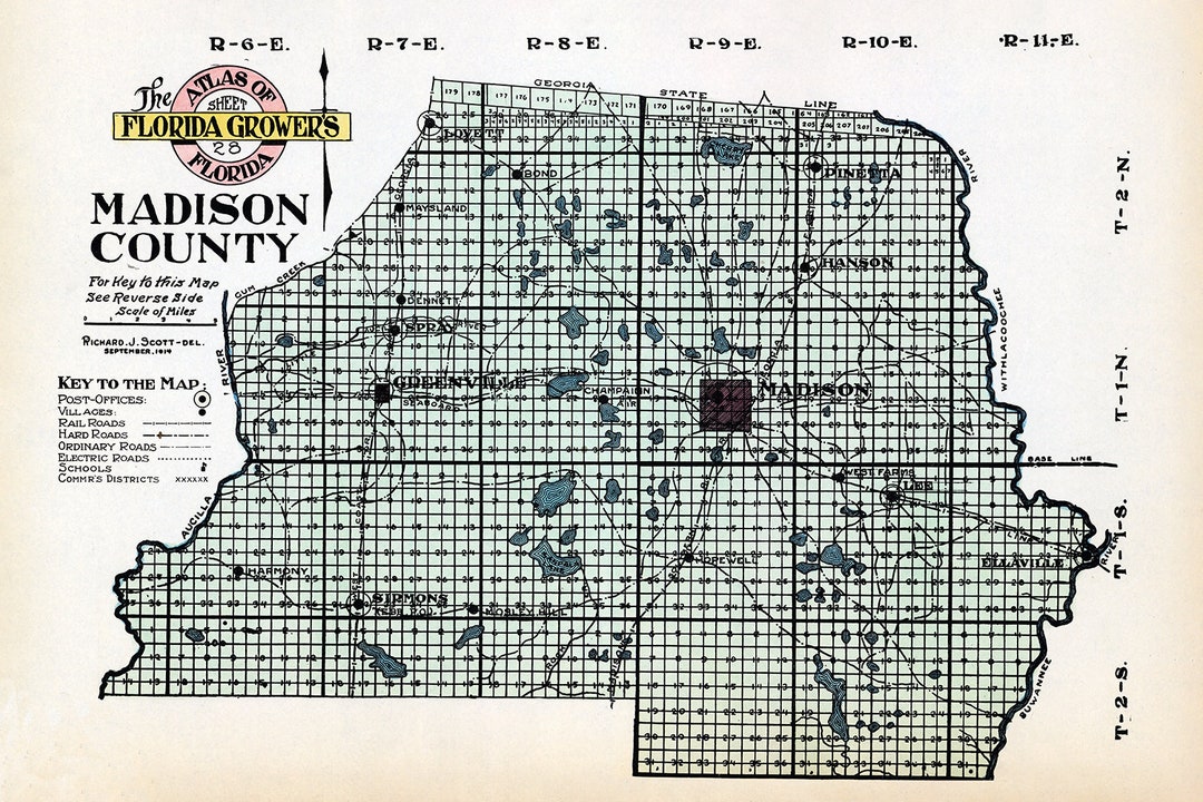 1914 Map of Madison County Florida - Il 1080xN.5090013414 146r 
