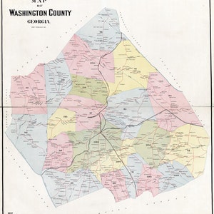 1897 Karte von Washington County Georgia Sandersville Landbesitzer Nachdruck