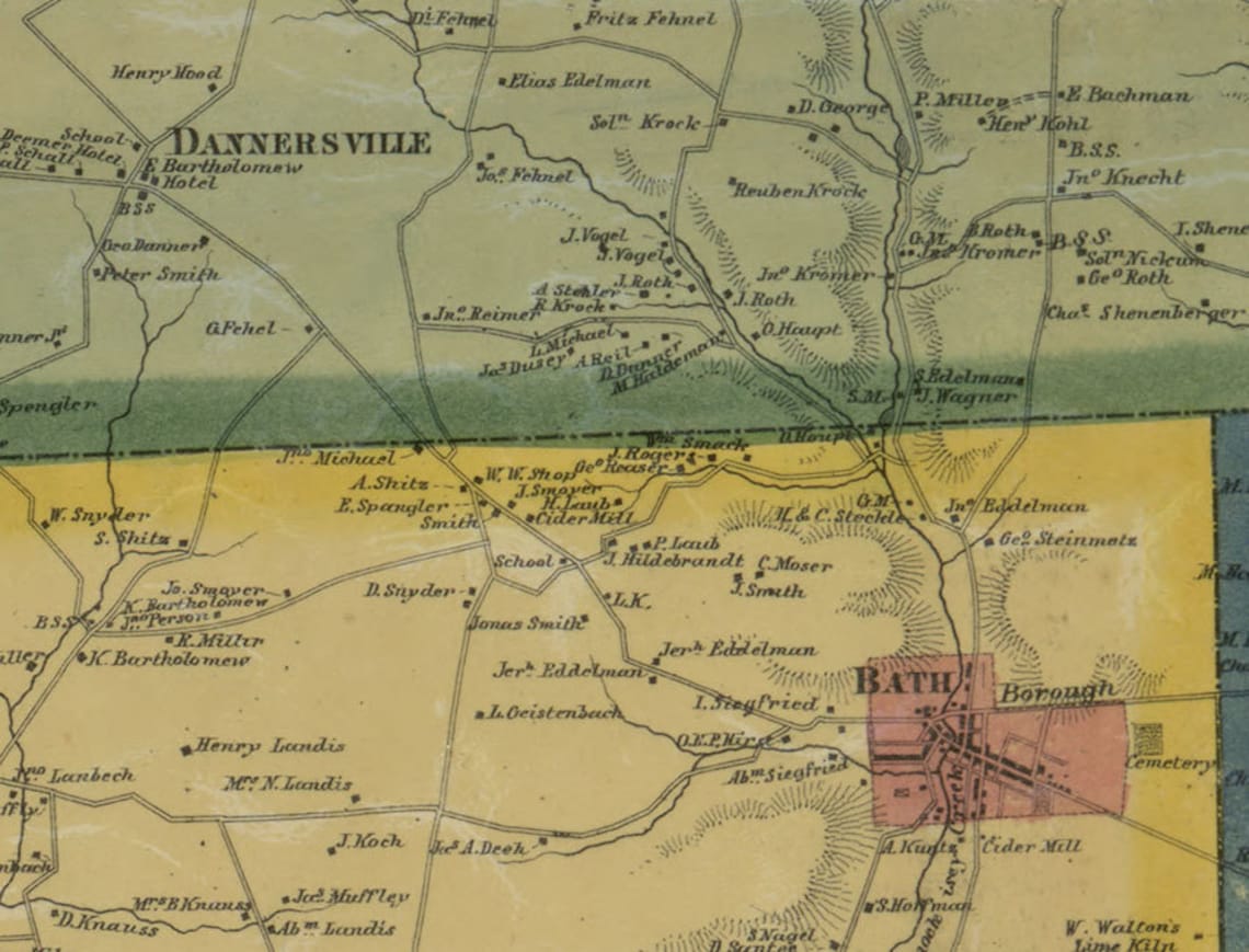 1860 Map of Northampton County Pa From Actual Surveys Easton Etsy
