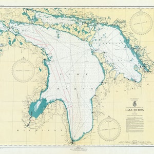 1940 Nautical Map of Lake Huron and Georgian Bay