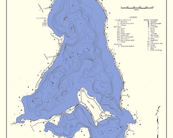 Coldwater Chain Of Lakes Map Coldwater Lake Map | Etsy