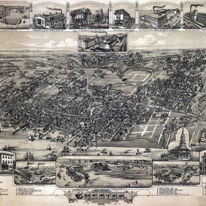 1885 Panorama-Karte von Chester Pennsylvania
