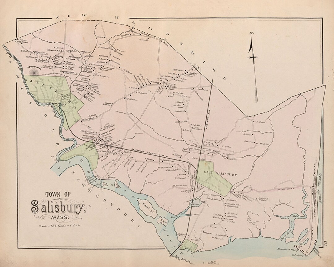 1884 Map of Salisbury Massachusetts Etsy