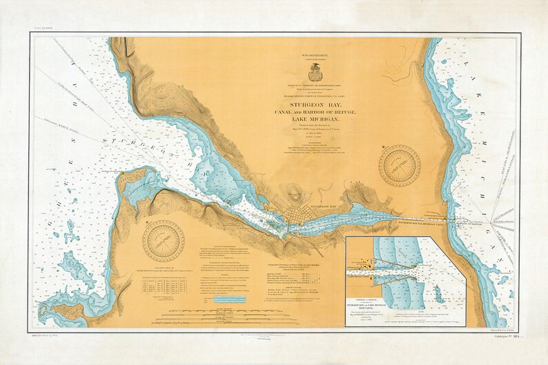 1904 Nautical Chart Map of Sturgeon Bay Canal and Harbor Etsy
