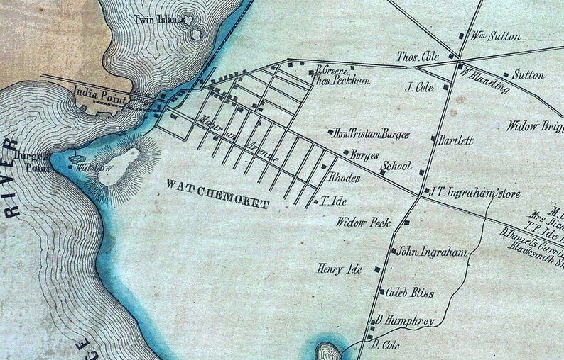 1850 Town Map of Seekonk Bristol County Massachusetts Etsy Canada