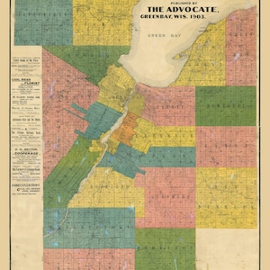 1903 Farm Line Karte von Brown County Wisconsin Green Bay