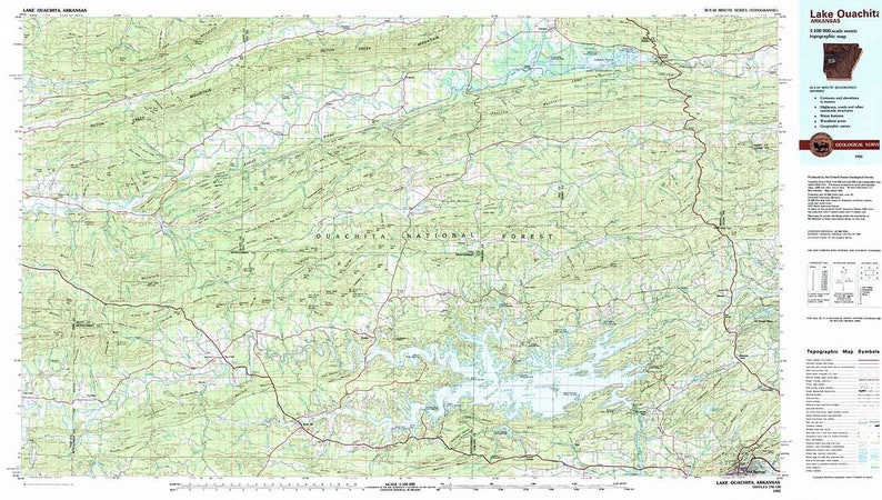 1982 Topo Map of Lake Ouachita Arkansas